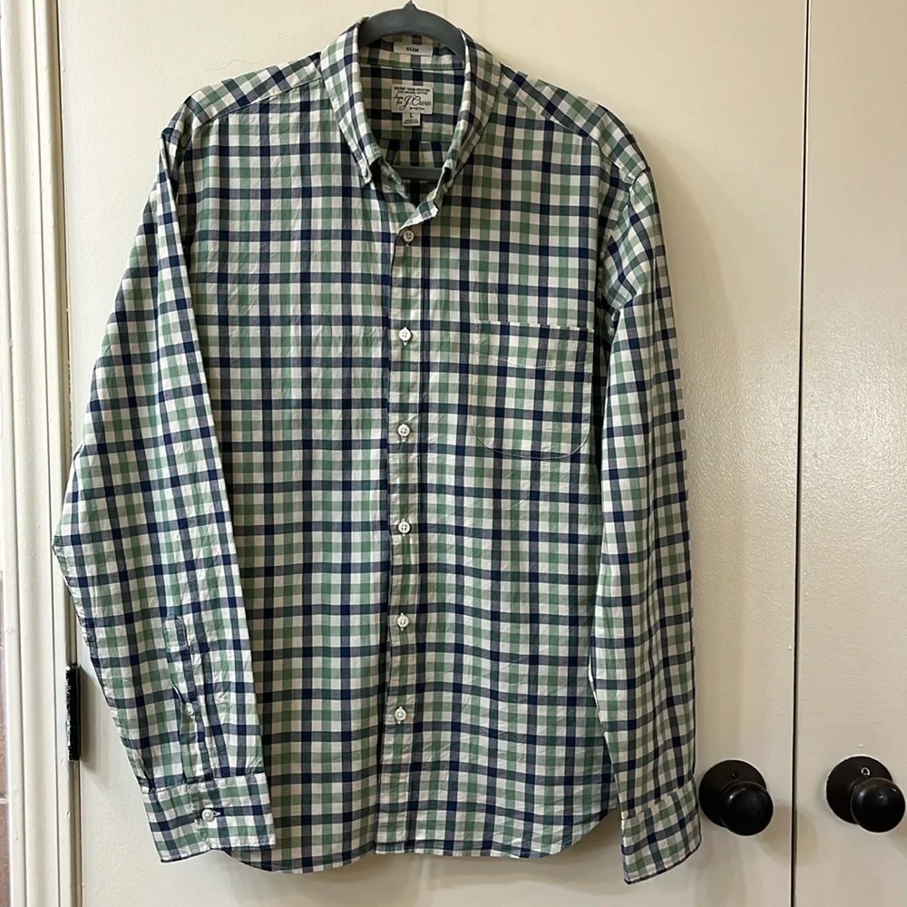 J. Crew Secret Wash Organic Cotton Slim Shirt Large